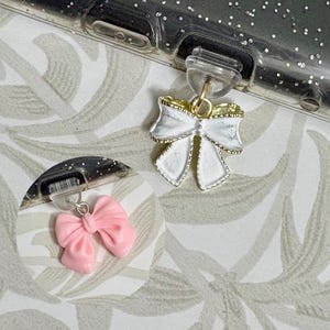 Bow | Dust Plug | Phone Charm | Ereader Charm | USB-C | Lightning | Cellphone | Kindle Dust Plug | iPhone Dust Plug | Android Charm | iPad