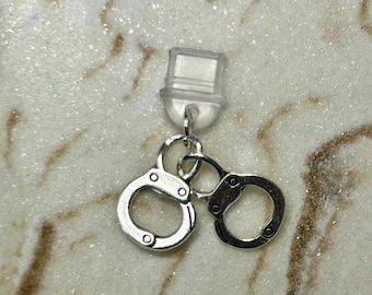 Handcuffs | dust plug | phone charm | ereader charm | usb-c | lightning | cellphone | kindle dust plug | iphone dust plug | android charm