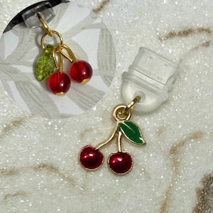 Cherries | Dust Plug | Phone Charm | Ereader Charm | USB-C | Lightning | Cellphone | Kindle Dust Plug | iPhone Dust Plug | Android Charm