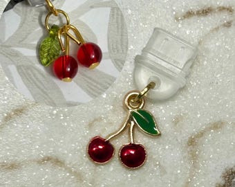 Cherries | Dust Plug | Phone Charm | Ereader Charm | USB-C | Lightning | Cellphone | Kindle Dust Plug | iPhone Dust Plug | Android Charm