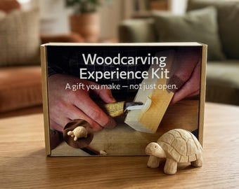 Wood Carving Kit for Beginners. Turtle Carving Kit. Sharp Hand Forged Carbon Steel Knife. Carving Kit for Kids, Adults and Hobbies. Gift Son