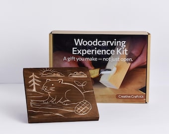 初心者向けビーバー木彫りキット – DIY 木彫りキット（工具、型紙、ビデオガイド付き） – クリエイティブなクラフトギフト