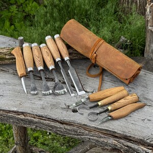 10-Piece Wood Carving Tool Set, Hand Forged 52100 Carbon Steel, Spoon Carving Knives