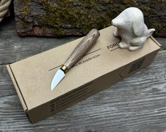 Wood Carving Kit For Hobbies. Carving a Wooden Dog. Sharp Hand Forged Carving Steel Knife, Ergonomic Handle. Adults and Hobbies. Gift Men.