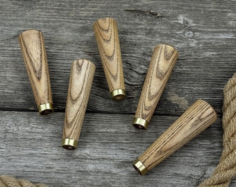 Set of 5 Wooden Handles for Tools. Ergonomic Ash Wood Handles with Brass Rings. Handcrafted Handles for Chisels, Gouges, and Carving Knives