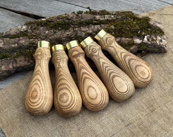 Ash Wood Tool Handles, Select Quantity, Replacement Wooden Handles with Brass Ferrules