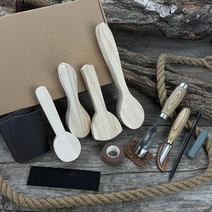 Wood Carving Kit for Hobby. Sharp Carbon Steel Blades, Ergonomic Handles. Hand Forged Spoon Carving Tool Set. Wood Carving Beginners Kit.