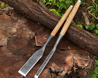 Timber Frame Slick Chisels, Hand Forged 52100 Carbon Steel, Timber Joinery, Beam Shaping