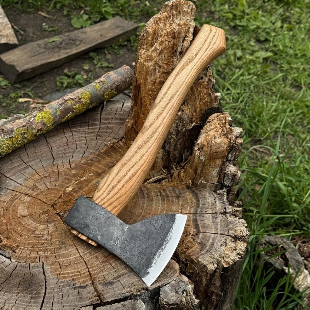 Small Carving Axe, Hand Forged 52100 Carbon Steel, Spoon Making