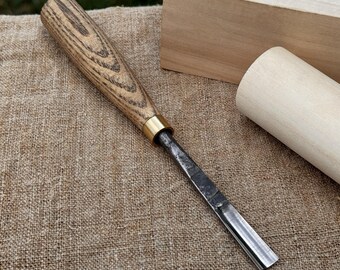 Wood Carving Gouge for Beginner. Sharp Carbon Steel Blade, Ash Wood Handle. Forged Gouge for Spoon Carving. Small Gouge for Detailed Carving