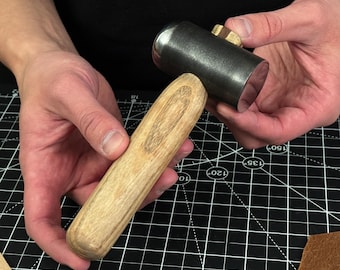 Small Leather Hammer. Ergonomic Handle and Balanced Weight. LeatherWorking Mallet. Hand Forged from Hardened Carbon 52100 Steel. Gift Men