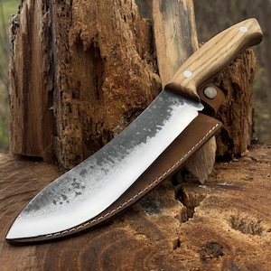 Skinning Knife. Razor Sharp Blade. Hand Forged From Hardened Carbon 52100 Steel, Ergonomic Ash Handle, With Leather Sheath. Bushcraft Knife. image 1