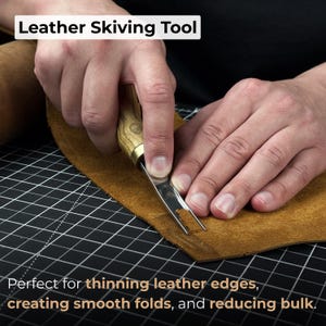 Leather Edge Skiver. Razor Sharp Blade. Hand Forged from Hardened Premium Steel, Ergonomic Handle. DIY Leathercraft Edge Trimmer. Gift Men image 2