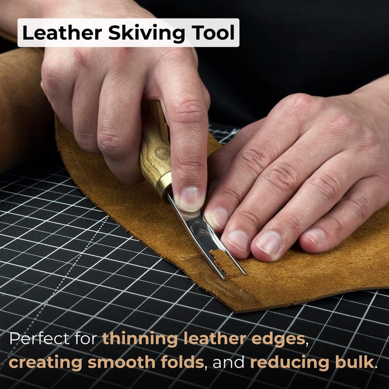 Leather Edge Skiver. Razor Sharp Blade. Hand Forged from Hardened Premium Steel, Ergonomic Handle. DIY Leathercraft Edge Trimmer. Gift Men image 2