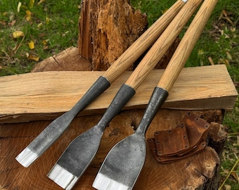 Hand-Forged Rounded Timber Chisels, 52100 Carbon Steel Blades, Hollowing Chisel, Woodworking Tools