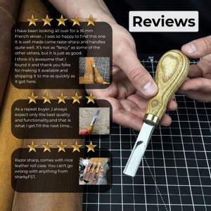 Leather Edge Skiver. Razor Sharp Blade. Hand Forged from Hardened Premium Steel, Ergonomic Handle. DIY Leathercraft Edge Trimmer. Gift Men image 9