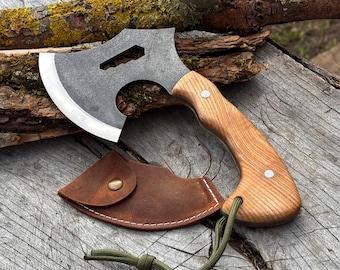 Camping Axe, Hand Forged 52100 Carbon Steel, Splitting Tool, Bushcraft Hatchet