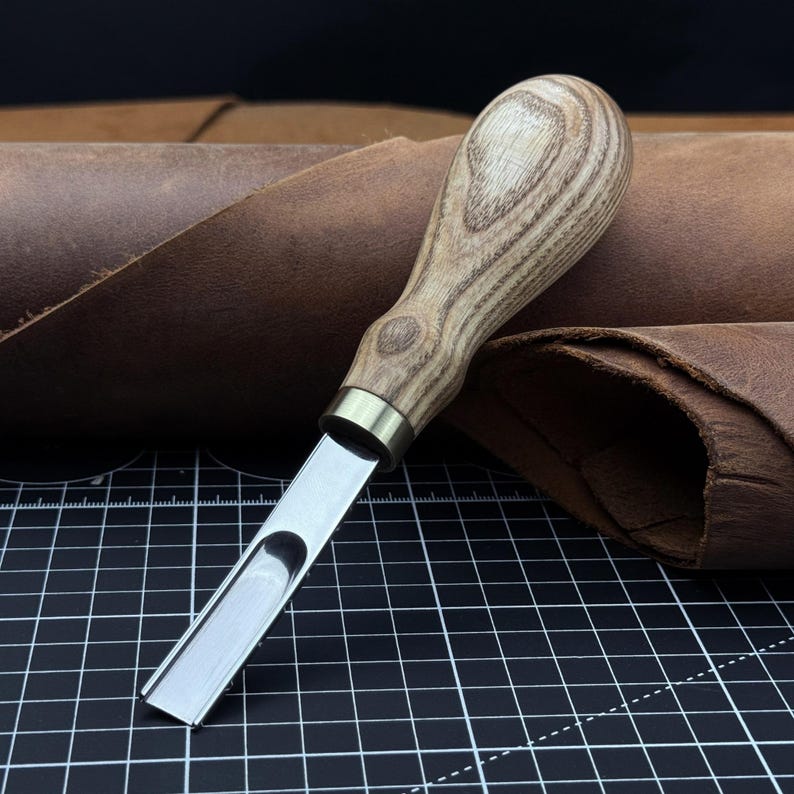Leather Edge Skiver. Razor Sharp Blade. Hand Forged from Hardened Premium Steel, Ergonomic Handle. DIY Leathercraft Edge Trimmer. Gift Men image 1