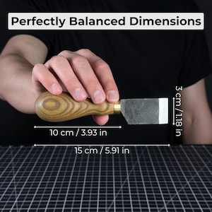 Straight Skiving Knife. Razor Sharp Blade. Leather Japanese Knife. Hand Forged from Hardened Carbon 52100 Steel, Ash Handle, with Sheath. image 6
