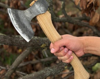 Hackbeil, 52100 Kohlenstoffstahl, handgeschmiedetes Camping- und Zimmermannsbeil, Bushcraft-Beil