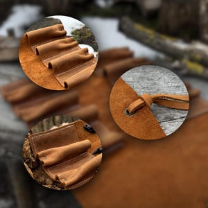 Genuine Leather Tool Roll with 8 Pockets. Universal Leather Crazy Horse. Tool Storage Bag. Roll for Chisels, Gouge, Knives and Garage Tools image 7