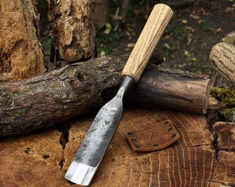 Wood Carving Gouge, Bowl Hollowing Tool, Woodworking Chisels, Hand Forged 52100 Carbon Steel