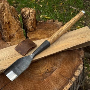 Rounded Timber Chisel, Hand Forged 52100 Carbon Steel, Hollowing Tool, Beam Framing