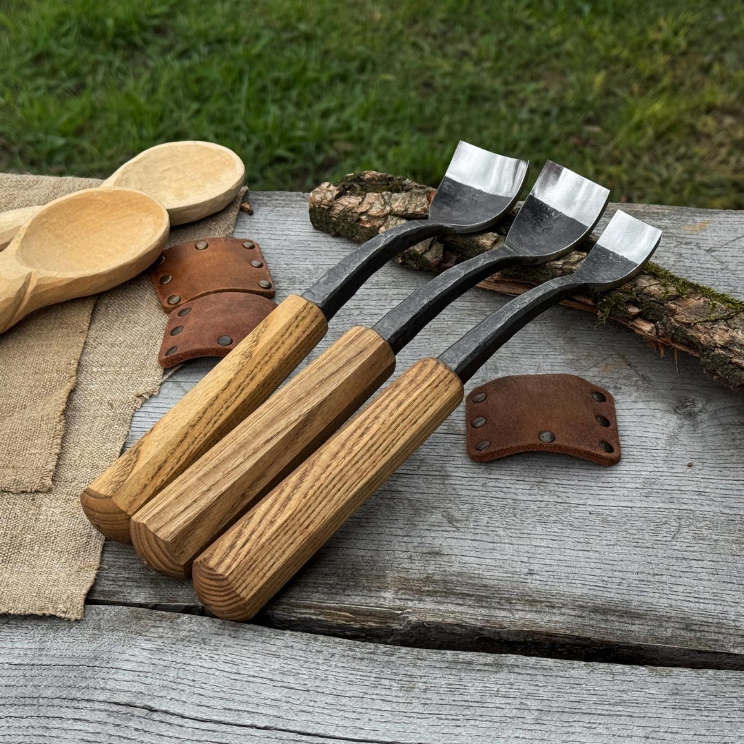 Hand Forged Gouges for Spoon, Bowl Carving, 52100 Carbon Steel, Ash ...