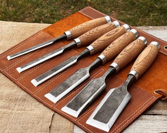 Wood Carving Chisels, 52100 Carbon Steel Blades, Hand Forged Chisel for Woodworking