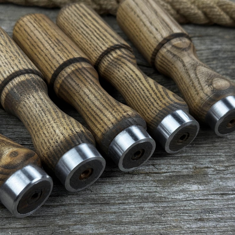 Set of 5 Handcrafted Ash Wood Handles With Aluminum Rings – Ergonomic ...