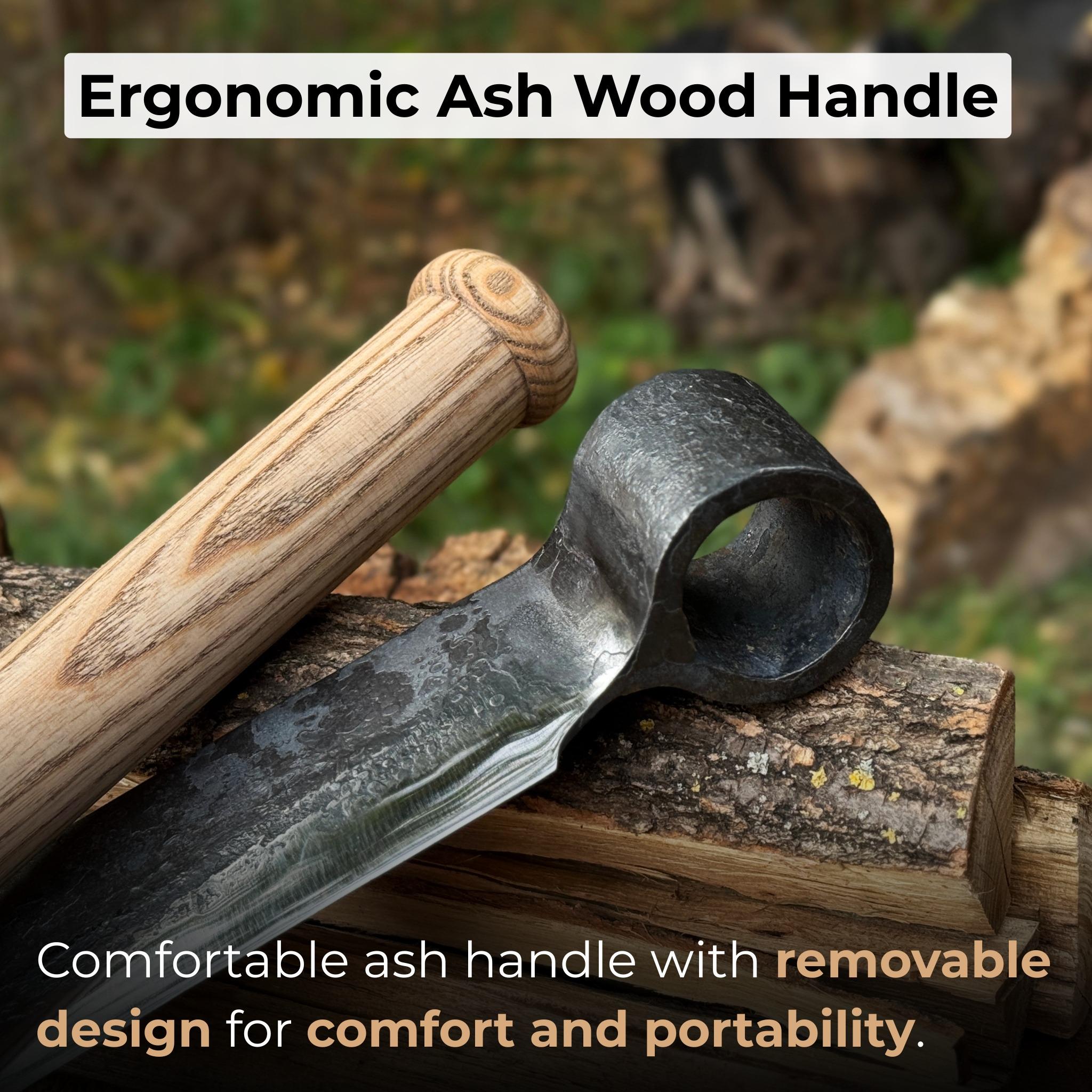 Large Splitting Froe – 52100 Carbon Steel Blade, Ash Handle – Wood