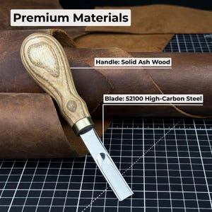 Leather Edge Skiver. Razor Sharp Blade. Hand Forged from Hardened Premium Steel, Ergonomic Handle. DIY Leathercraft Edge Trimmer. Gift Men image 7