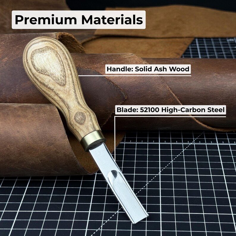 Leather Edge Skiver. Razor Sharp Blade. Hand Forged from Hardened Premium Steel, Ergonomic Handle. DIY Leathercraft Edge Trimmer. Gift Men image 7