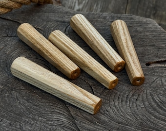 Set of 5 Ash Wood Replacement Handles. Cylindrical Handles for Carving Tools, Knives, Chisels & Hand Tool Restoration. Ergonomic Ash Handles