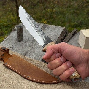 Bushcraft Knife, Hand Forged 52100 Carbon Steel, Camping Tool, Hunting Blade image 2