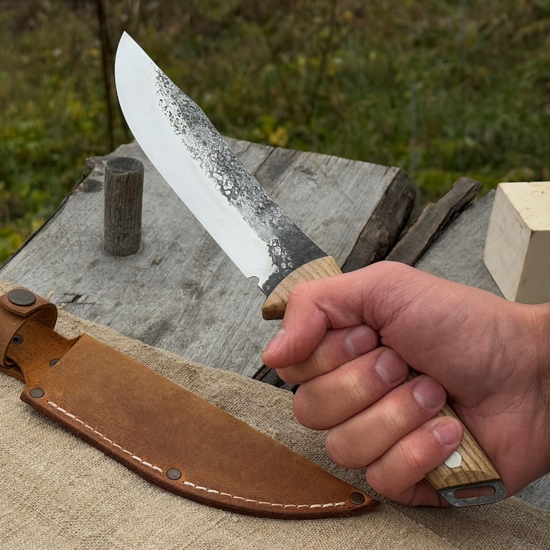 Bushcraft Knife, Hand Forged 52100 Carbon Steel, Camping Tool, Hunting Blade image 2