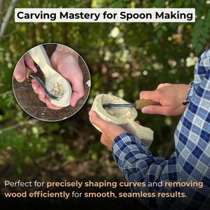 Hand Forged Hook Knife for Spoon Carving. Sharp Carbon Steel Blade, Ash Wood Handle, Leather Sheath. Beginners Knife for Wood Carving. image 7