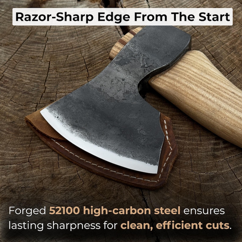Hand Forged Wood Carving Axe, 52100 Carbon Steel, Ash Handle, Carpenter ...