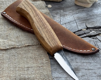 Hand Forged Small Sloyd Knife, 52100 Carbon Steel, Whittling Knife, Spoon Carving Tool