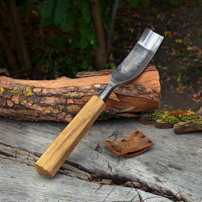 Spoon Bent Gouges, Deep Bowl Hollowing, Wood And Kuksa Carving, Hand Forged Carbon Steel image 16