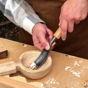 Spoon Bent Gouges, Deep Bowl Hollowing, Wood And Kuksa Carving, Hand Forged Carbon Steel image 4