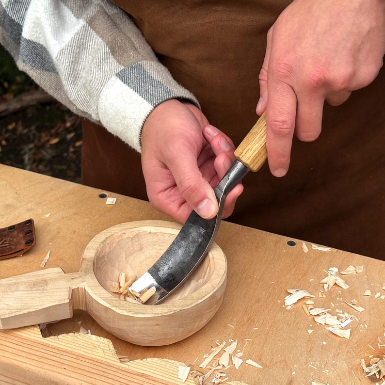 Spoon Bent Gouges, Deep Bowl Hollowing, Wood And Kuksa Carving, Hand Forged Carbon Steel image 4