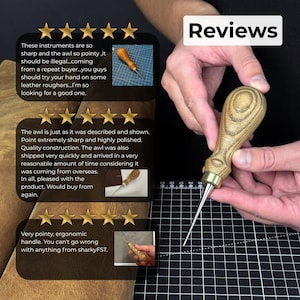 Leatherworking Awl, Sharp Needle. Hand Forged From Hardened Carbon 52100 Steel, Ash Handle. Leather Awl. Stitching Awl, Leather Work Tool image 9