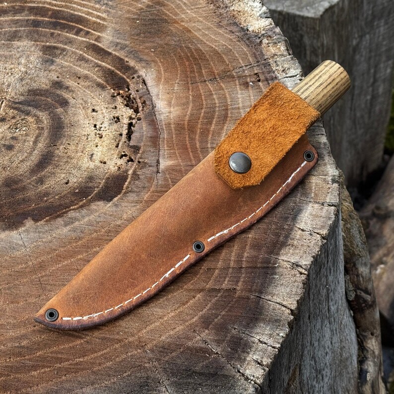 Universal Leather Sheath for Knives. Genuine Leather Crazy Horse. Sheath with Belt Loop for Carving, Camping, Kitchen and Other Knives. image 14