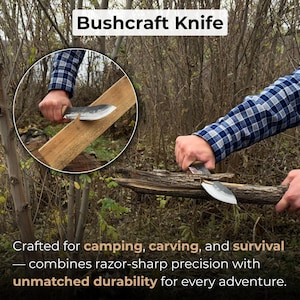 Skinning Knife. Razor Sharp Blade. Hand Forged From Hardened Carbon 52100 Steel, Ergonomic Ash Handle, With Leather Sheath. Bushcraft Knife. image 7