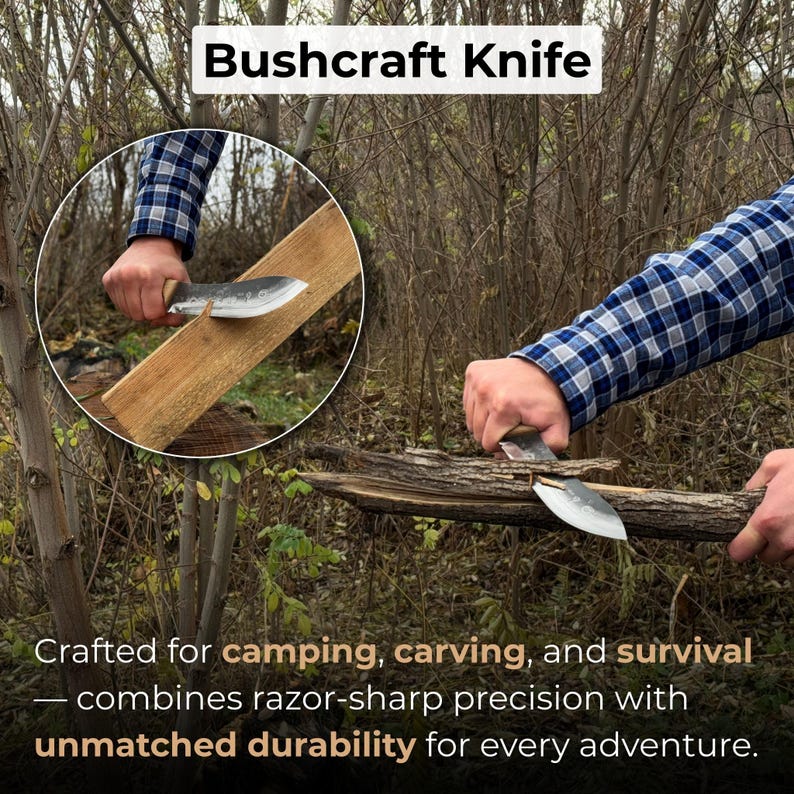 Skinning Knife. Razor Sharp Blade. Hand Forged From Hardened Carbon 52100 Steel, Ergonomic Ash Handle, With Leather Sheath. Bushcraft Knife. image 7