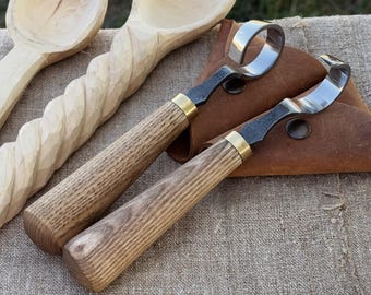 Hook and Scorp Knives for Spoon Carving, Forged 52100 Carbon Steel, Bowl Hollowing Tools