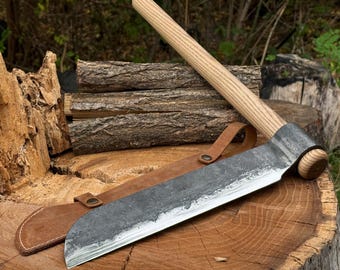 Large Splitting Froe – 52100 Carbon Steel Blade, Ash Handle – Wood Splitter Tool. Hand Forged Froe for Bushcraft & Carpentry