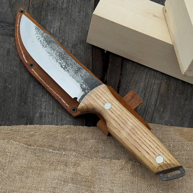 Bushcraft Knife, Hand Forged 52100 Carbon Steel, Camping Tool, Hunting Blade image 14
