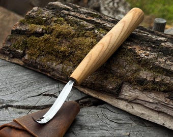 Double Edge Hook Knife, 52100 Carbon Steel, Hand Forged Spoon Carving Tool